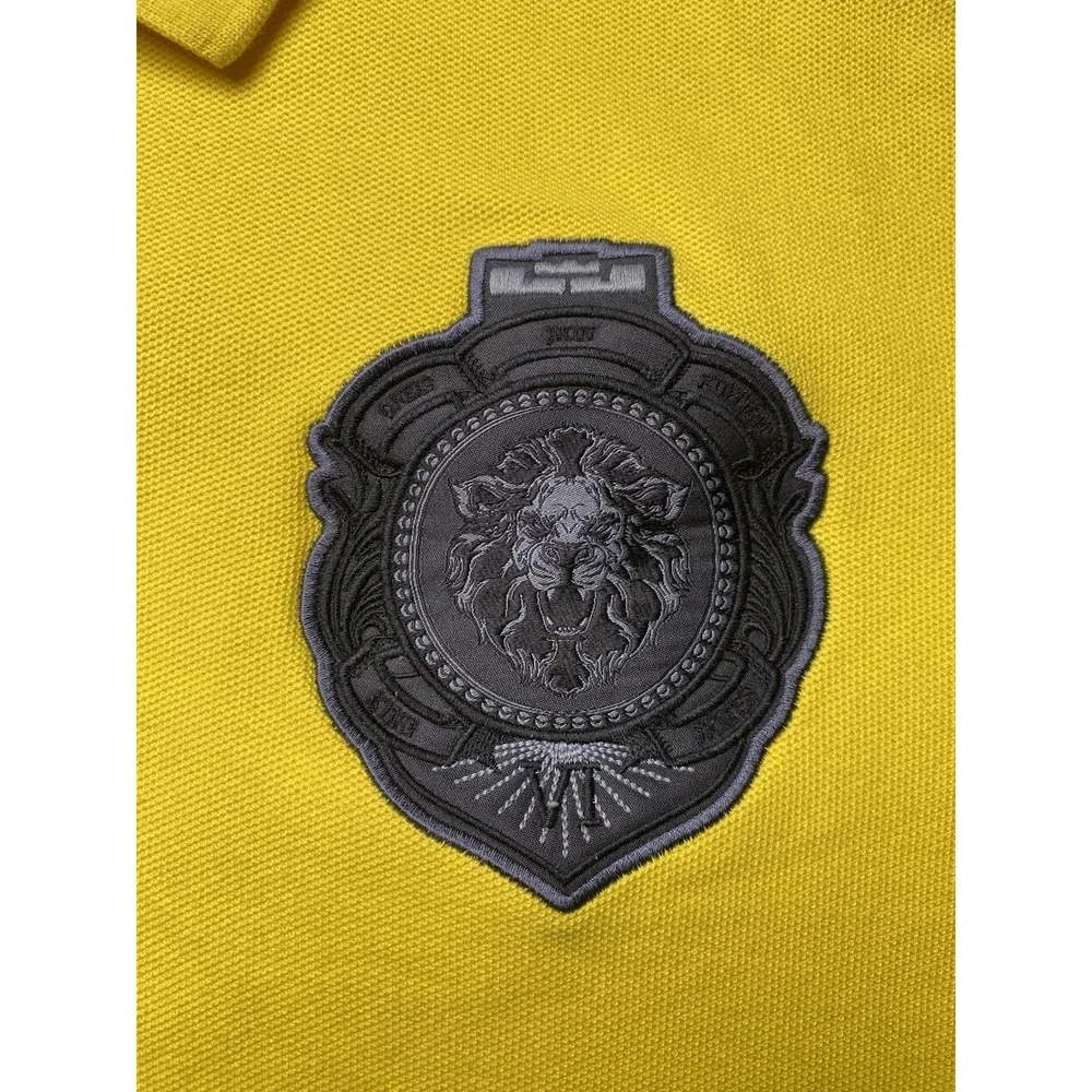 Men's 2XL Tall Vintage Nike Lebron James Yellow Polo Shirt Lion Crest Logo XXIII